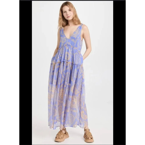NWT Free People Maxi Dress Periwinkle floral print size S - Picture 2 of 16